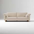 Open Box: Harmony Petite Sofa (92"), Multi Seat - Deluxe Linen Sand, Dark Walnut