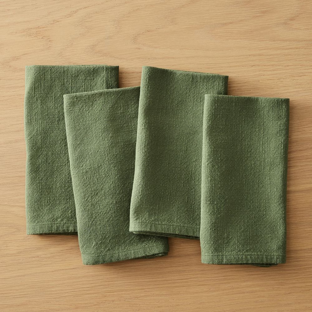 Slub Cotton 20" x 20" Napkin Sets - 20x20, Tarragon, Set of 4
