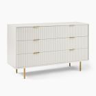 Open Box: Quinn (56.2") Lacquer 6-Drawer Dresser, Haze, Antique Brass