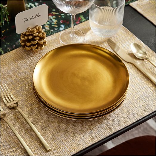 Pure Metallic Stoneware Salad Plate Sets by West Elm