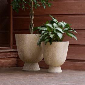 Outdoor Colin King Ficonstone Pedestal Planter, Gray/Charcoal, Large Floor, West Elm