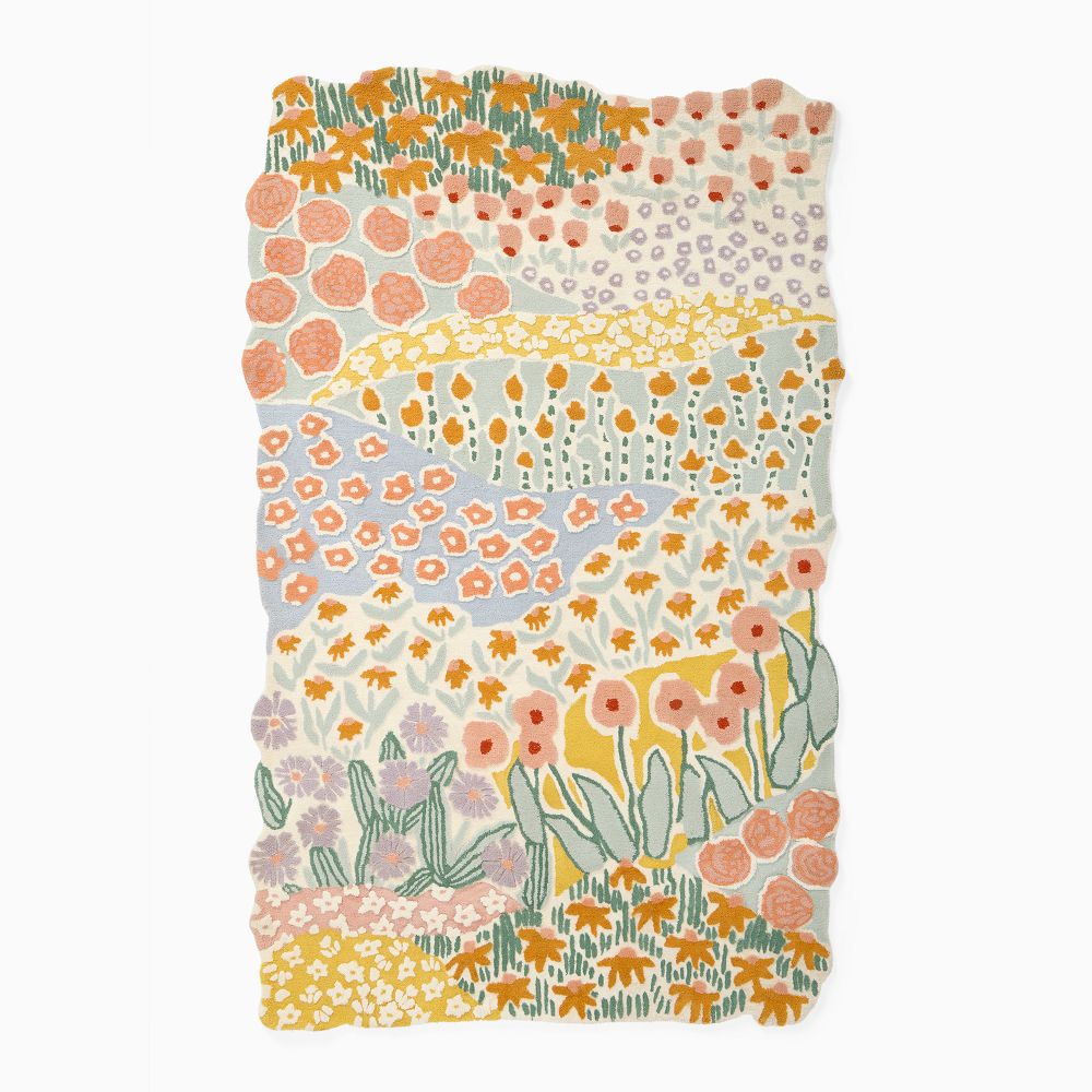 Rainbow Flower Tufted Rug – Wool, Hand Tufted | West Elm