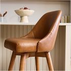 Mid-Century Leather Swivel Counter Stool - Wood Legs