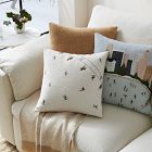 Embroidered Skier Pillow Cover