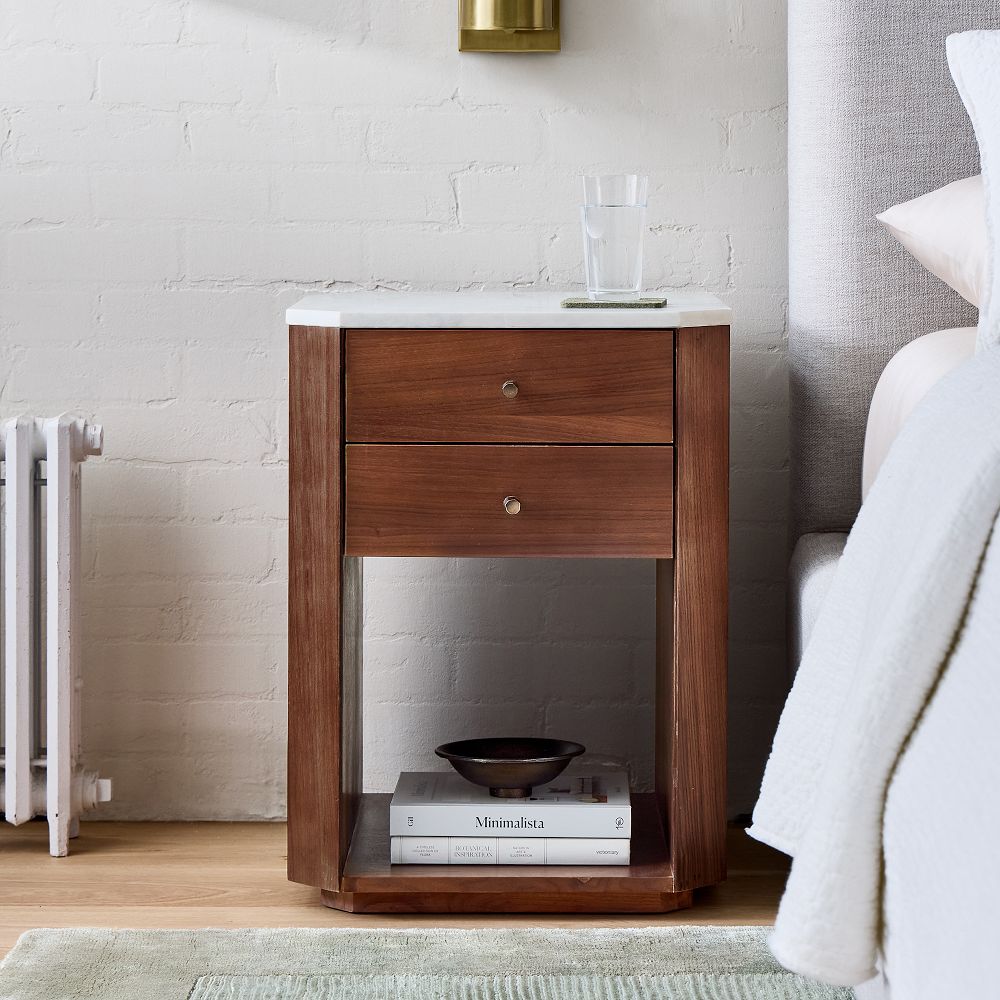 Essex Nightstand - Elegant Marble & Walnut Design | West Elm