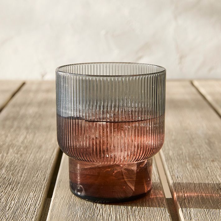 Fluted Acrylic Drinking Glass, Short, 13oz, Clear, Set of 8, West Elm