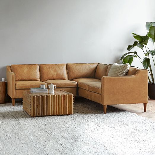 Hamilton Leather 3-Piece L-Shaped Sectional (88"-98") by West Elm