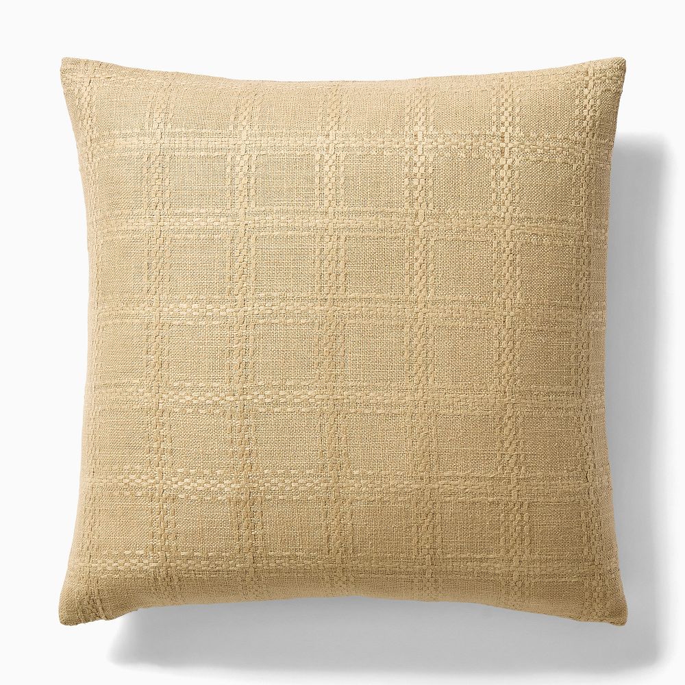Woven Windowpane Pillow Cover - 20"x20", Camel + Down Alt Insert