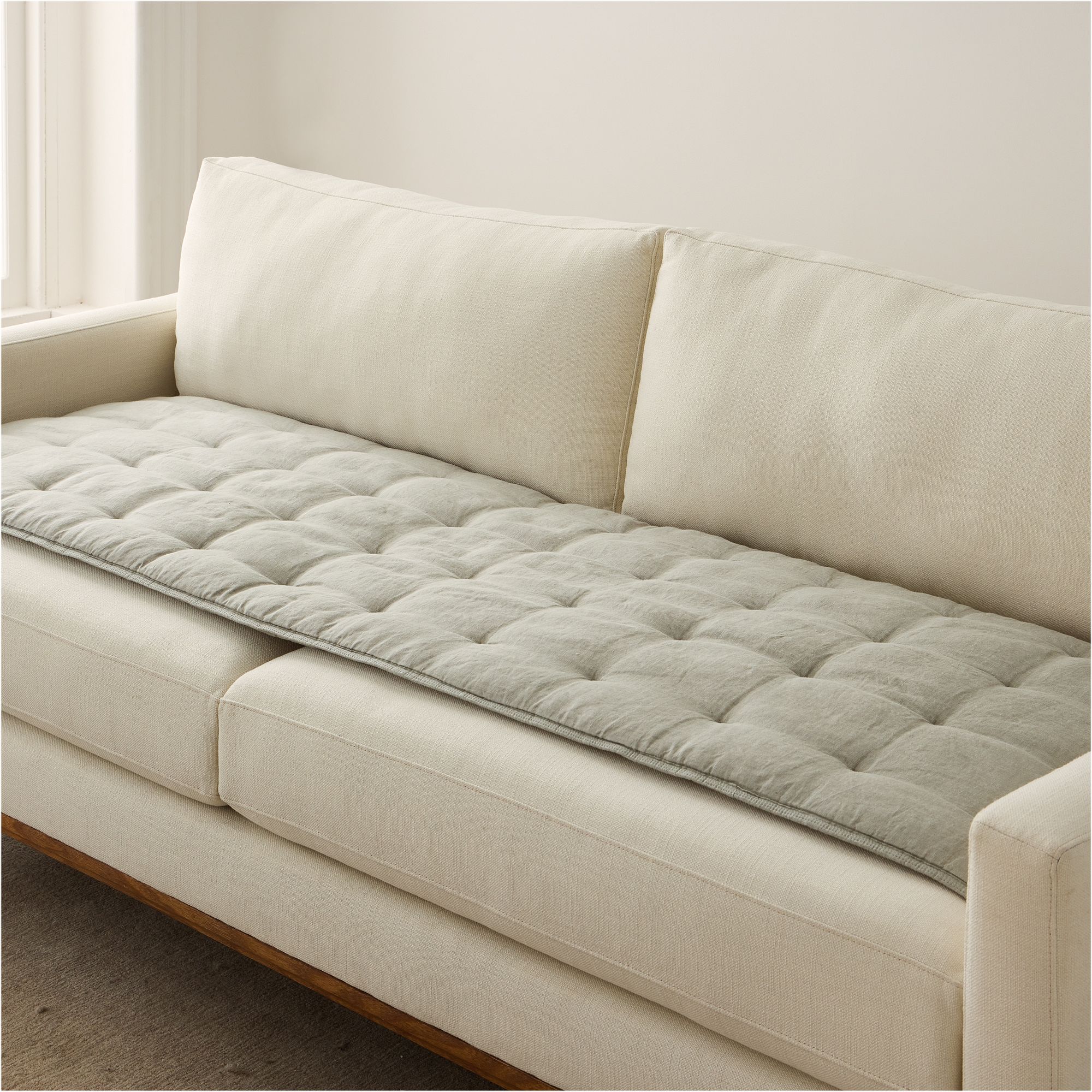 Quilted Sofa Overlay - 84x23, Celadon Melange