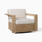 Portside Wood Outdoor Swivel Chairs &amp; Round Side Table Set