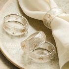 Etched Glass Snowflake Napkin Ring Sets