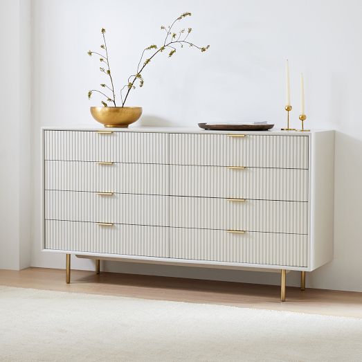 white 8 drawer dresser Modern For Bedroom Large Storage Wide Chest Of Drawers, Sturdy & Safe White White Primary Living Space American Main parts White Painted Wood 8-Drawer Dresser