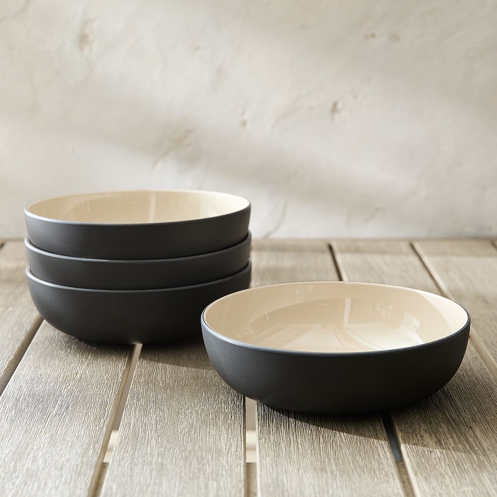 Kaloh Melamine Outdoor Pasta Bowl | Set of 8 | Color: Black