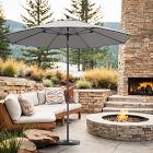 Premium 9' Round Outdoor Patio Umbrella - Rustproof Aluminum Tilt Frame