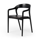 Open Box: Scooped Ash Wood Leather Dining Armchair - Sonoma Black