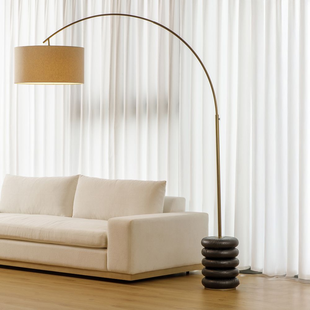 Ariel Stacked Arc Solid Oak Floor Lamp (63") by West Elm