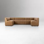 Anniina Channeled U-Shaped Leather Dining Banquette (106"&ndash;120")
