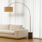 Ariel Stacked Arc Solid Oak Floor Lamp (63")