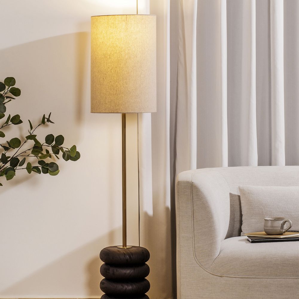 Ariel Stacked Solid Oak Floor Lamp (63") by West Elm