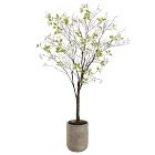 Faux Potted Blossom Tree In Cement Pot