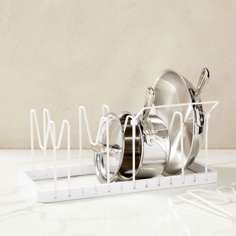 Yamazaki Adjustable Pot Lid & Pan Organizer - White