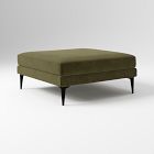 Open Box: Andes Ottoman (39") - Deluxe Velvet Juniper, Dark Pewter