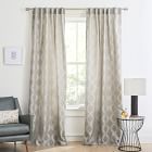 Open Box: Linear Lattice Jacquard Curtain, Fossil Gray, 48"x108"