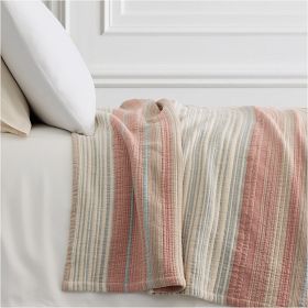 Bold Stripe Blanket, 100% Cotton Red | West Elm