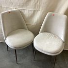 Open Box: Finley Low Back Dining Chair, Set of 2 - Performance Distressed Velvet Sand, Champagne Bronze