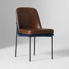 Open Box: Jack Metal Frame Two-Tone Dining Chair - Performance Velvet Ink Blue &amp; Vegan Leather Molasses, Dark Bronze