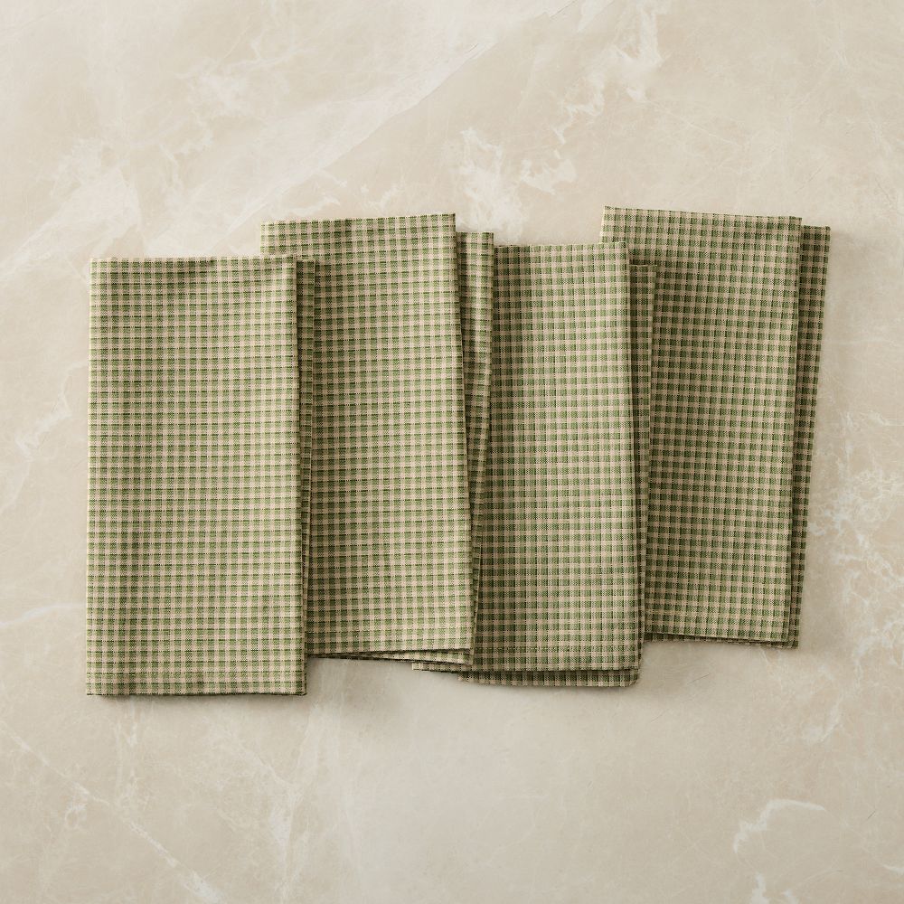 Gingham Cotton Napkin Sets - Pesto, Set of 4