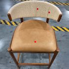 Open Box: Ezra Counter Stool (34") - Ludlow Leather Sesame, Cool Walnut