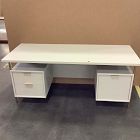 Open Box: Quinn Executive Desk (74") - Haze, Antique Brass