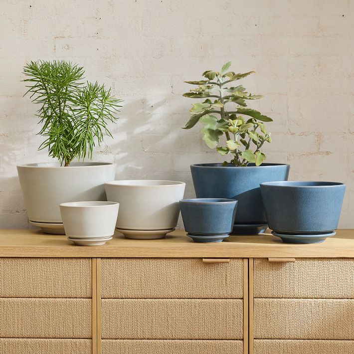 Elora Ceramic Planters with Saucer | West Elm