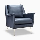 Carlo Leather Mid-Century Chair - Metal Legs