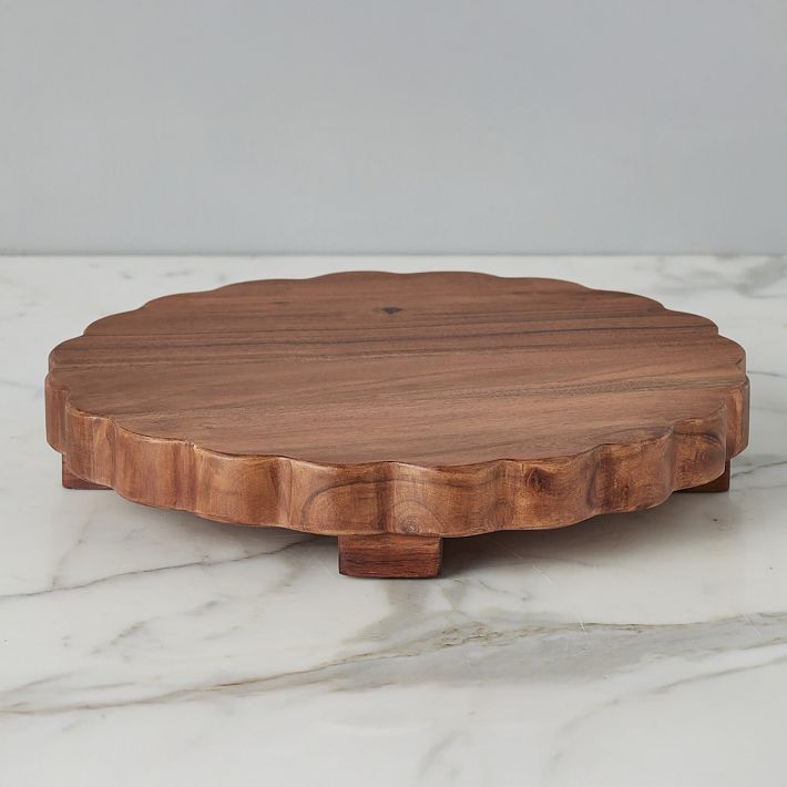 Scalloped Wood Trivet Riser | West Elm