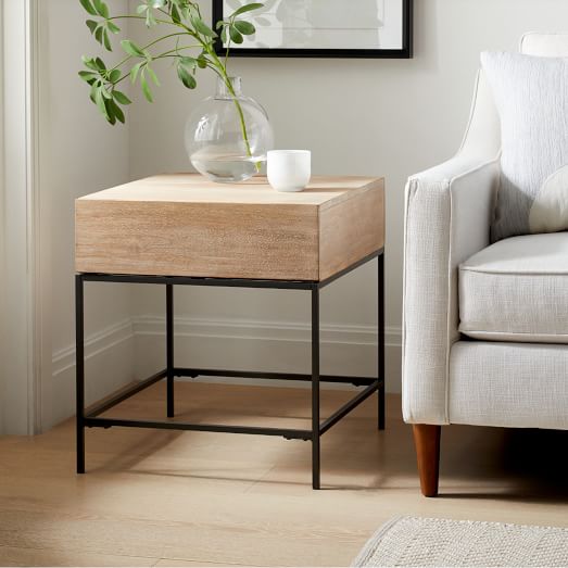 Industrial Solid Wood Storage Side Table (20") by West Elm