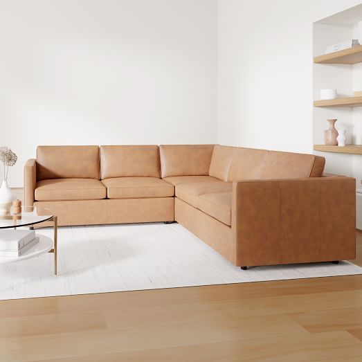 Harris Leather 3-Piece L-Shaped Sectional (105"-115") by West Elm
