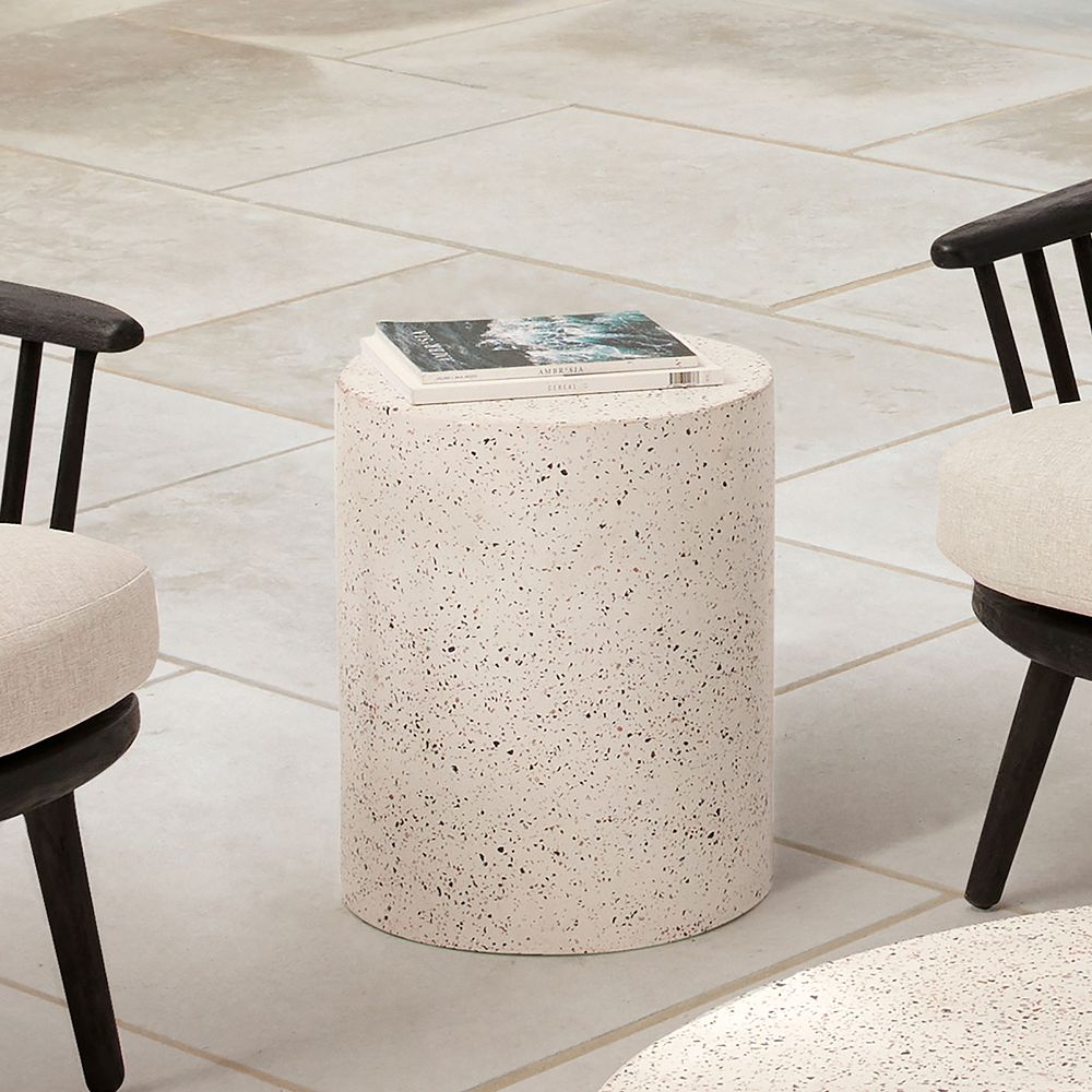 Terrazzo Drum Indoor/Outdoor Round Side Table (15") by West Elm