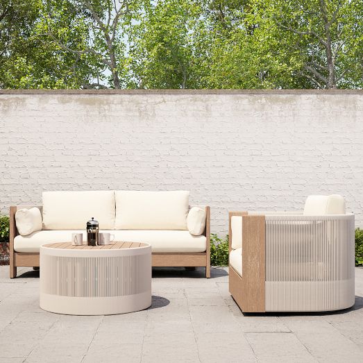 Porto Outdoor Sofa Set, Swivel Chair & Table | West Elm