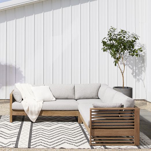 Santa Fe Slatted Outdoor 3-Piece L-Shaped Sectional (93