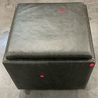 Open Box: Bowman Leather Tray Top Single Storage Ottoman (37.25") -Ludlow Leather Black, Cool Walnut