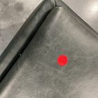 Open Box: Bowman Leather Tray Top Single Storage Ottoman (37.25") -Ludlow Leather Black, Cool Walnut