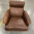 Open Box: Kristoff Swivel Chair - Weston Leather Molasses, Polished Stainless Steel