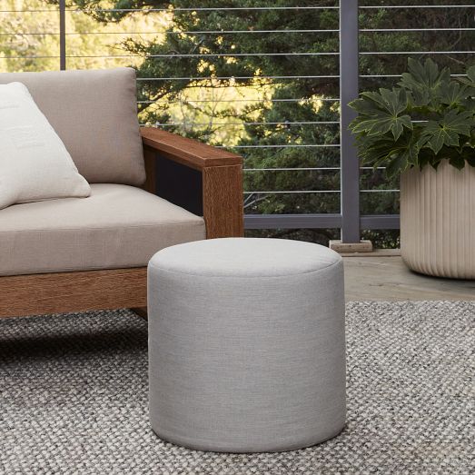 Sunbrella® Indoor/Outdoor Canvas Round Pouf by West Elm