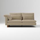 Open Box: Harmony Left-Arm 2 Seater Sofa - Performance Coastal Linen Mocha, Dark Walnut