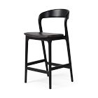 Open Box: Scooper Ash Wood Leather Counter Stool - Sonoma Black