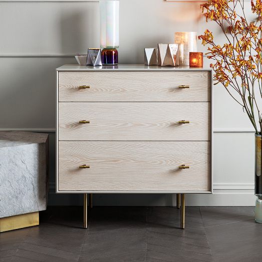 Modernist Wood & Lacquer 3-Drawer Dresser (32") - Winter Wood