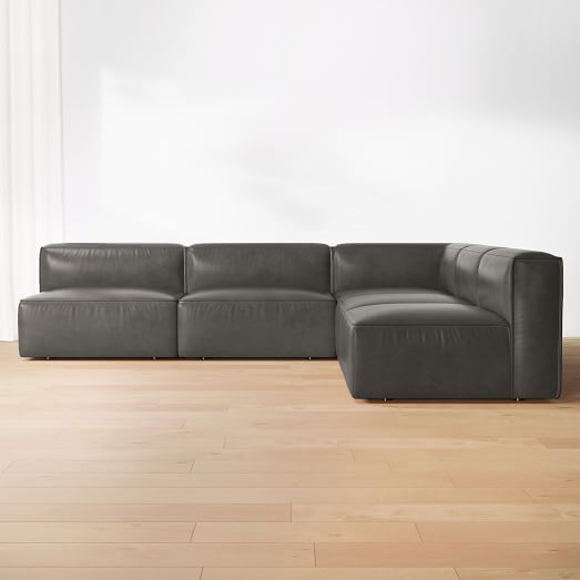 Remi Modular Leather 5-Piece L-Shaped Sectional (108") by West Elm