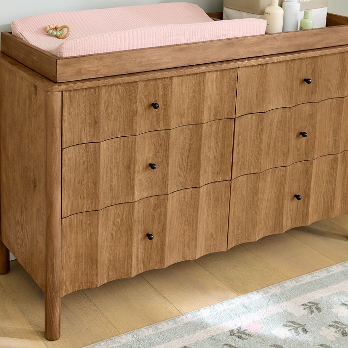 Wek Scalloped Wide Dresser with Removable Topper, Toasted Oak, West Elm